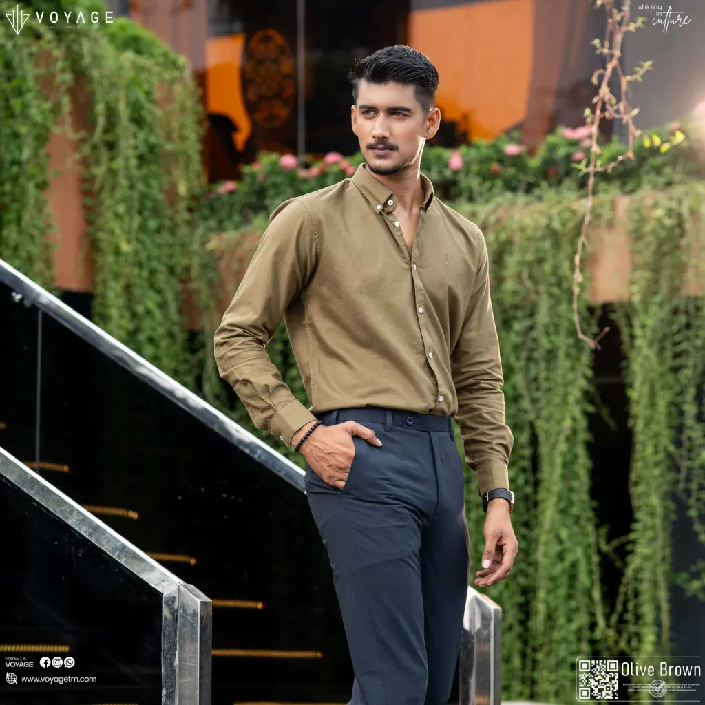 Solid Shirt- Olive Brown - Image 2