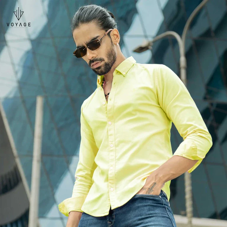 Solid Shirt -Yellow - Image 2